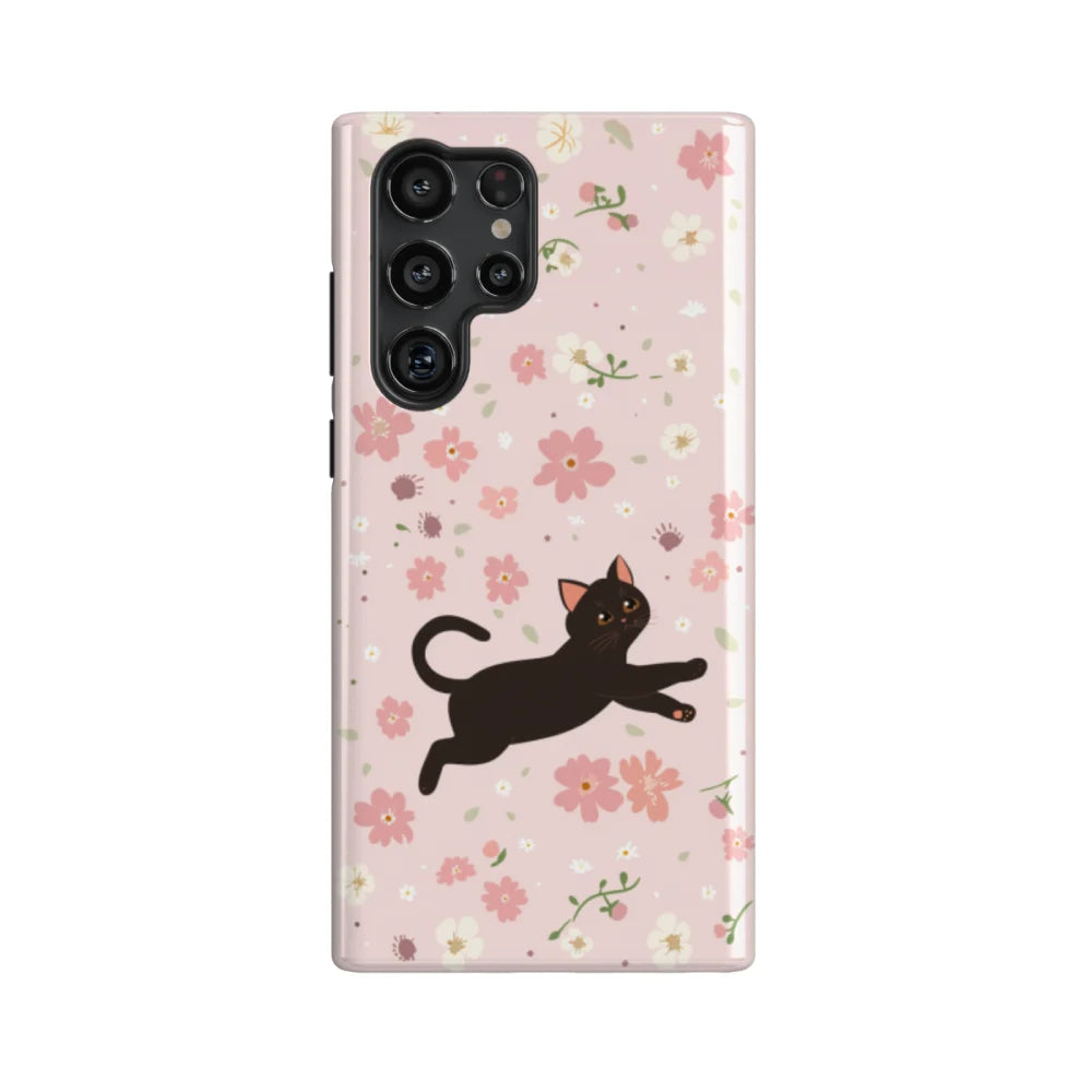 Black Cat: Flower and Cat Series Galaxy Case