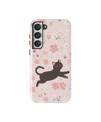 Black Cat: Flower and Cat Series Galaxy Case