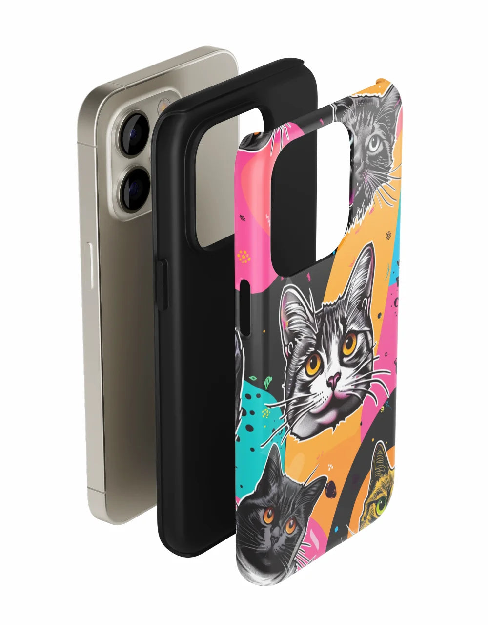 Sticker Art: Colorful Cat Phone Case