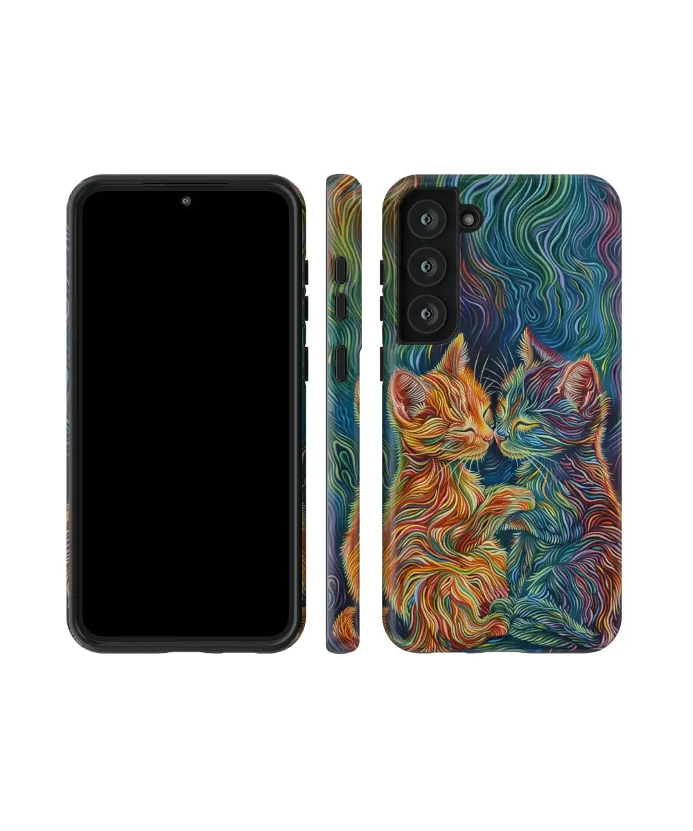 Colorful Stripe Cats: Art Phone Case