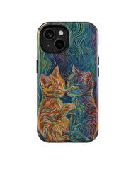 Colorful Stripe Cats: Art Phone Case