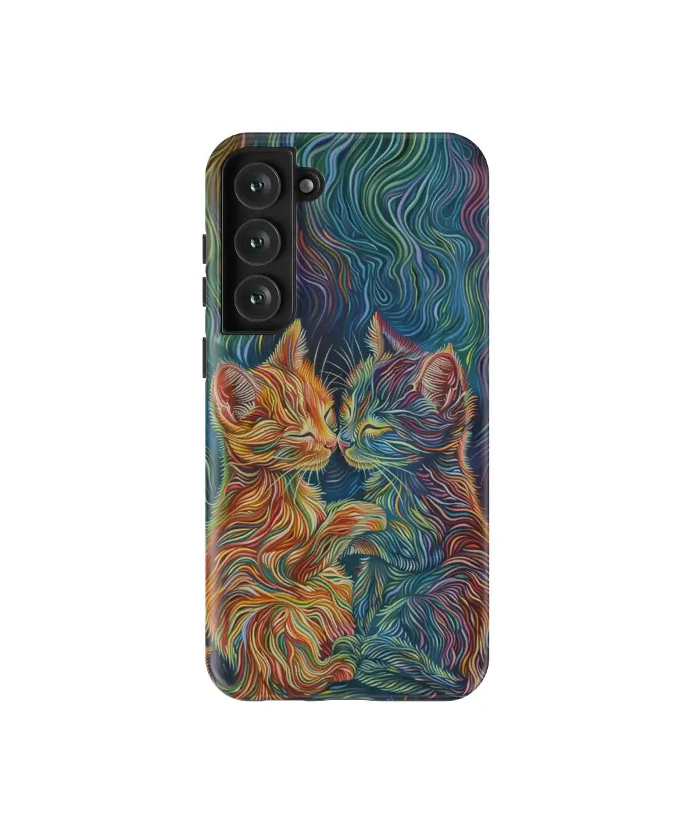 Colorful Stripe Cats: Art Phone Case