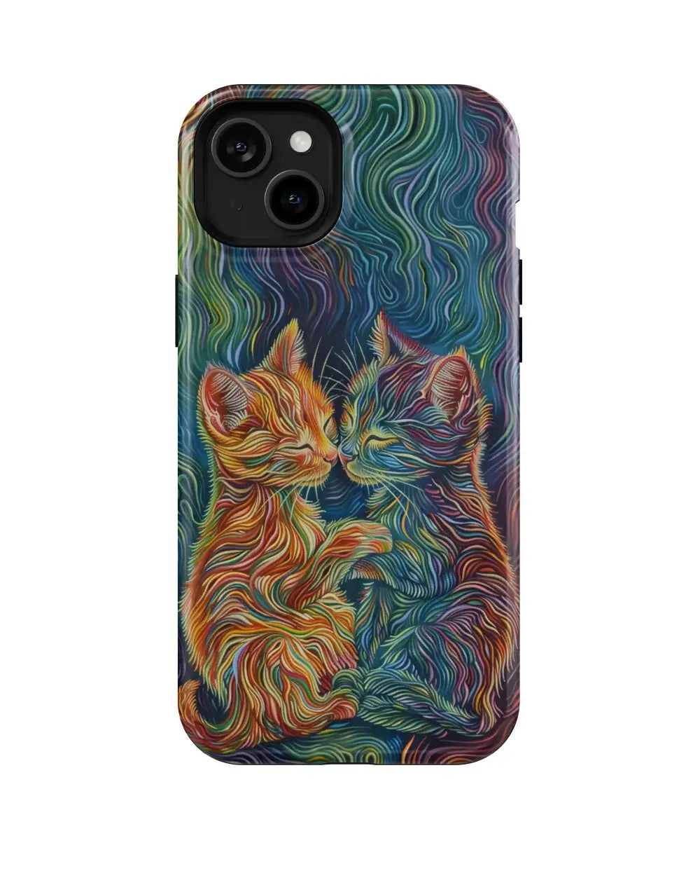 Colorful Stripe Cats: Art Phone Case