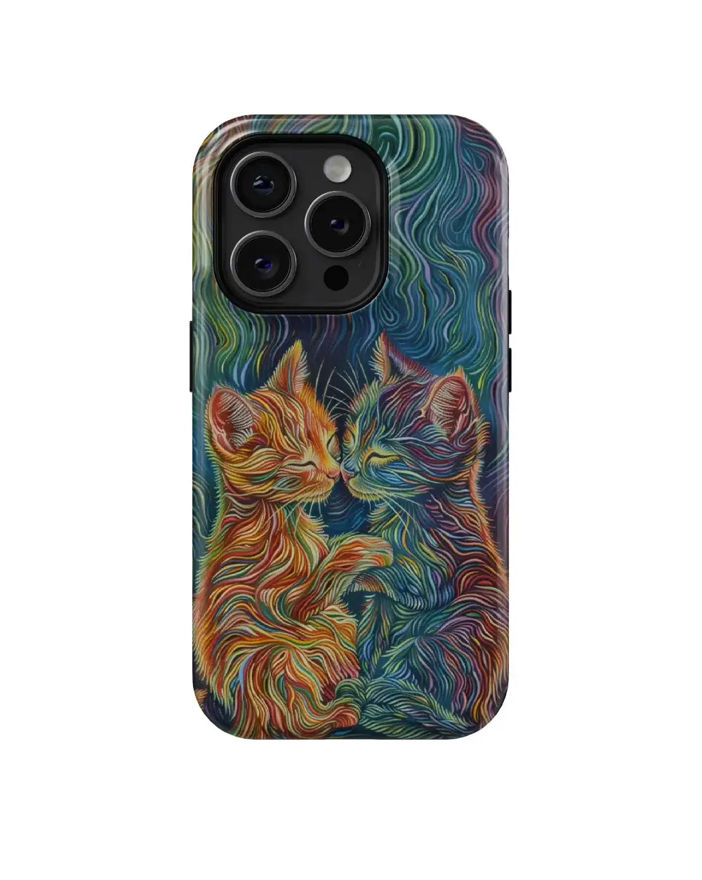 Colorful Stripe Cats: Art Phone Case