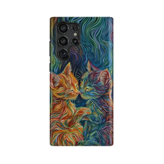 Colorful Stripe Cats: Art Phone Case