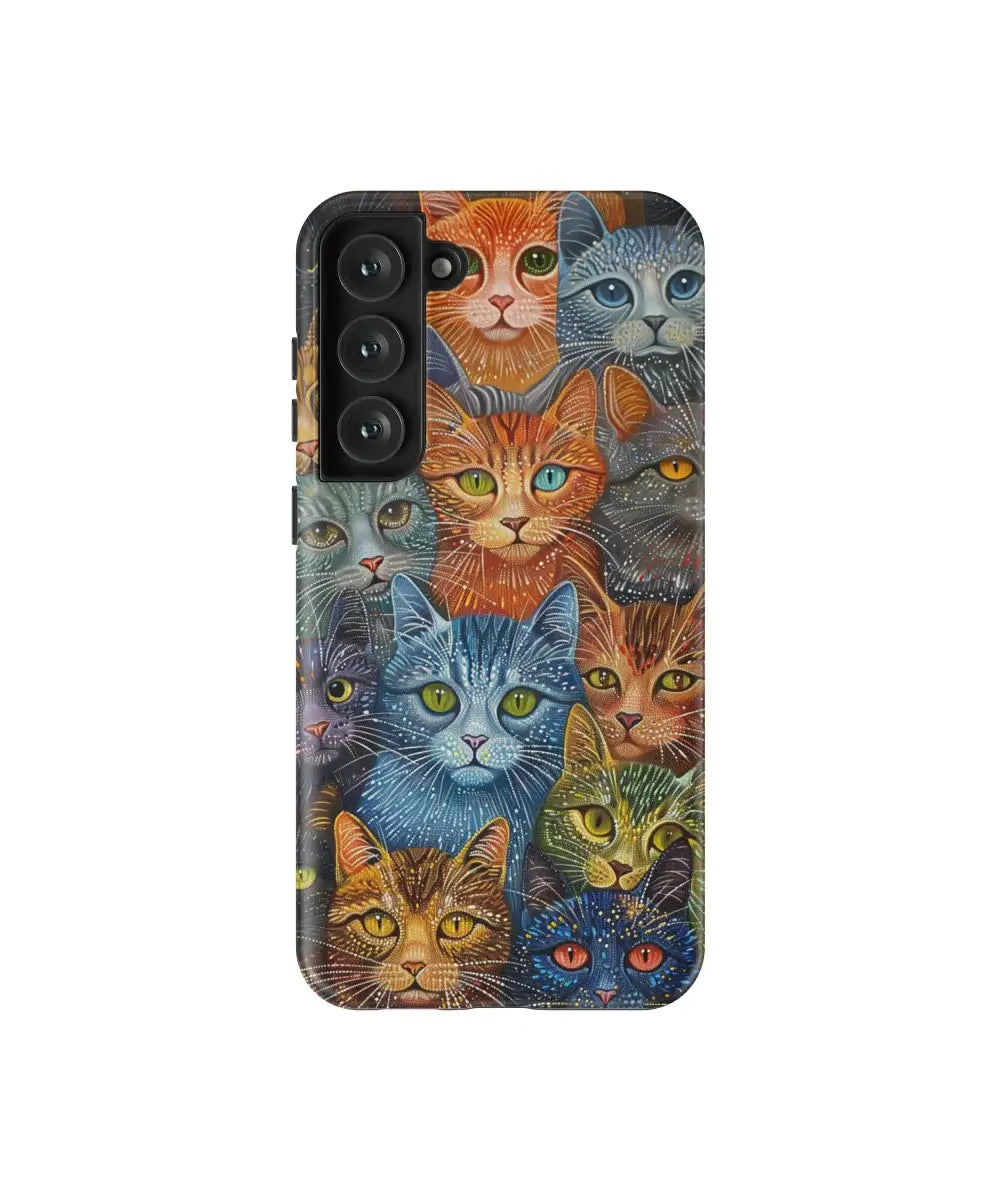 Pointillism Cats: Art Phone Case