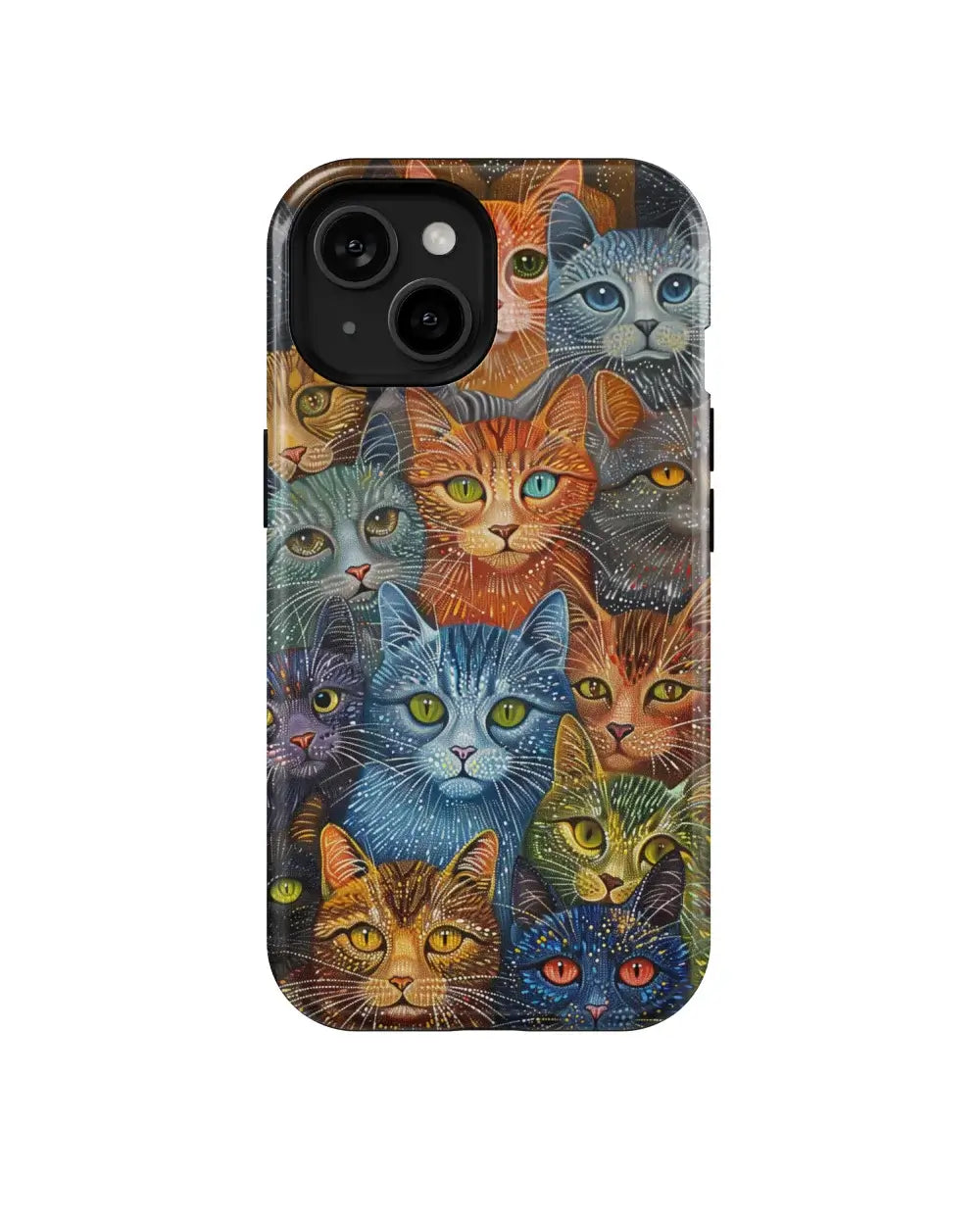 Pointillism Cats: Art Phone Case