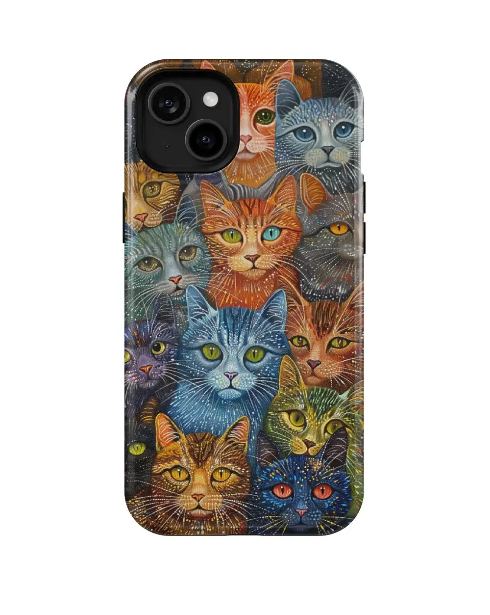 Pointillism Cats: Art Phone Case