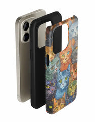 Pointillism Cats: Art Phone Case