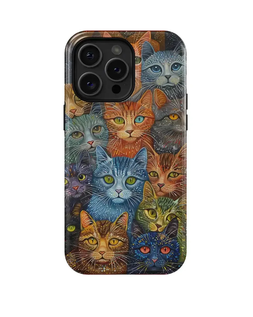 Pointillism Cats: Art Phone Case