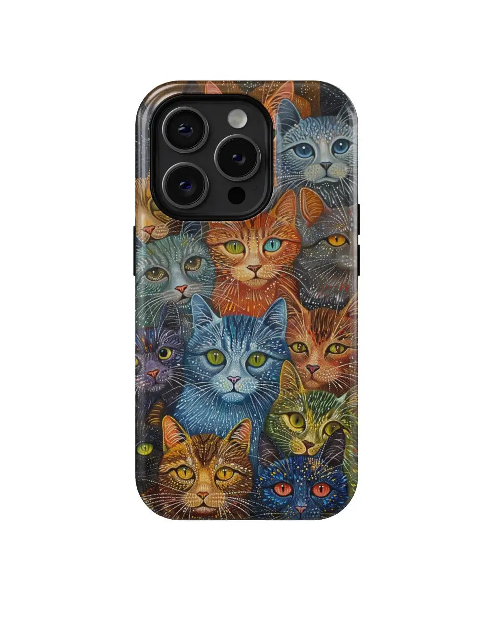 Pointillism Cats: Art Phone Case