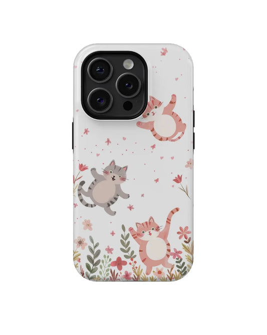 Flying kittens: Flower and Cat Series Phone Case