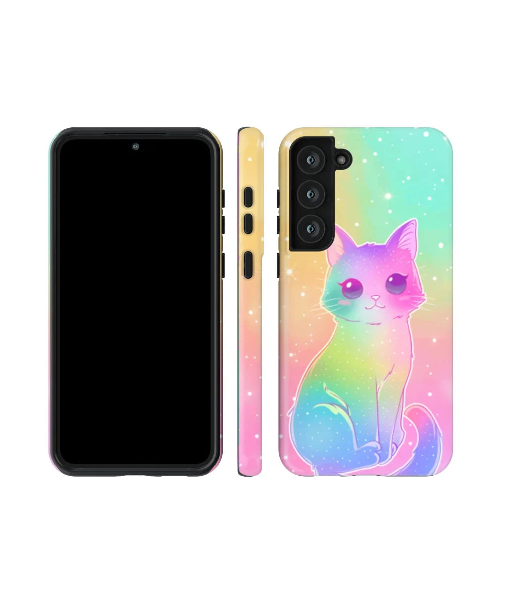 Glitter Gradient: Colorful Cat Galaxy Case