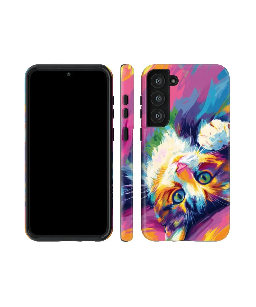 Cat King's Gaze: Colorful Cat Galaxy Case