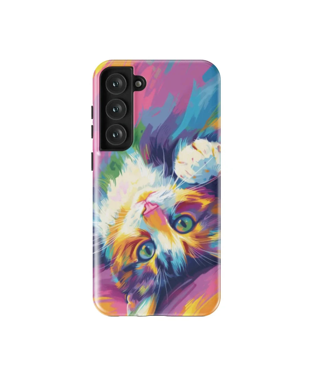 Cat King's Gaze: Colorful Cat Galaxy Case