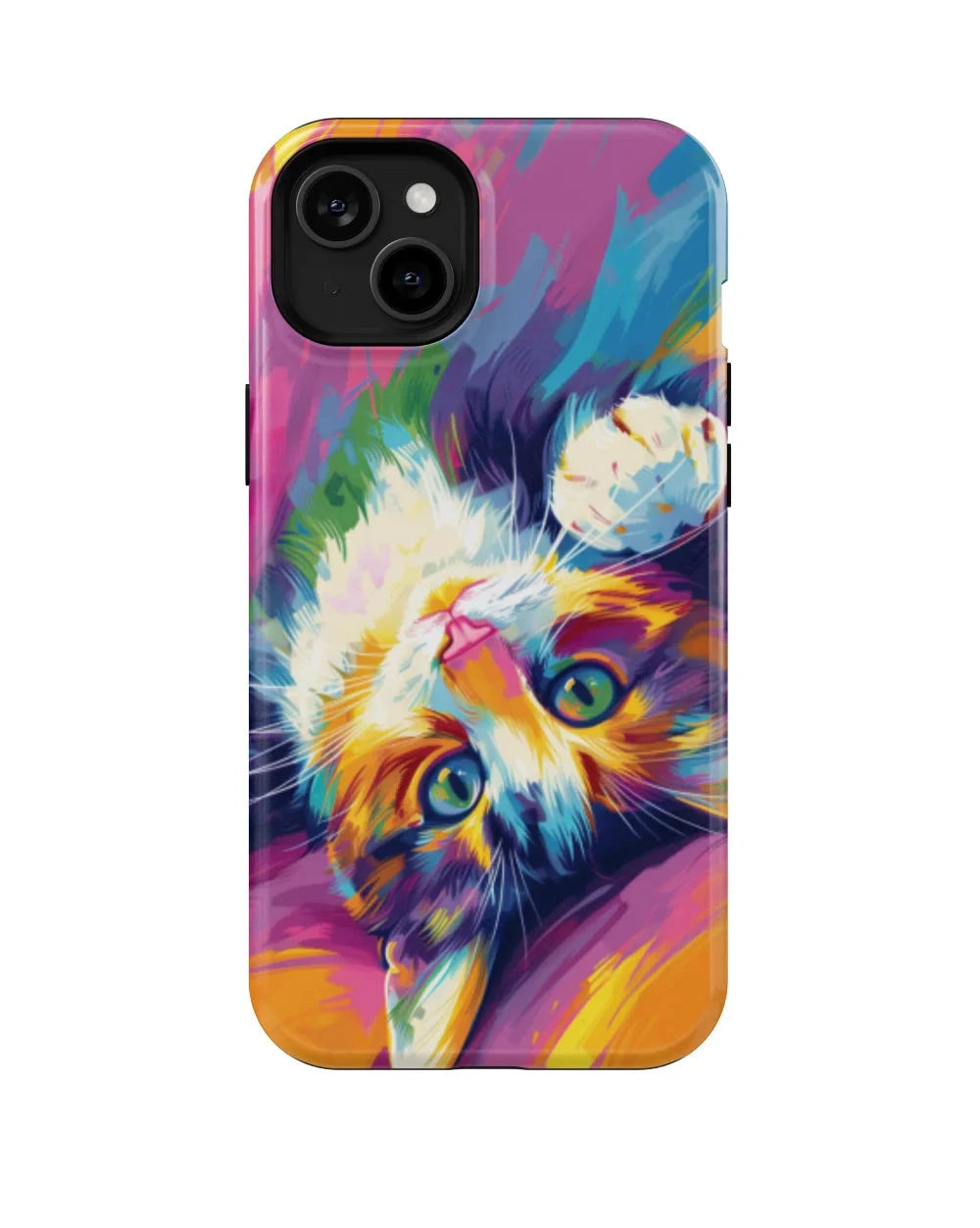 Cat King's Gaze: Colorful Cat Phone Case - FinnyCase