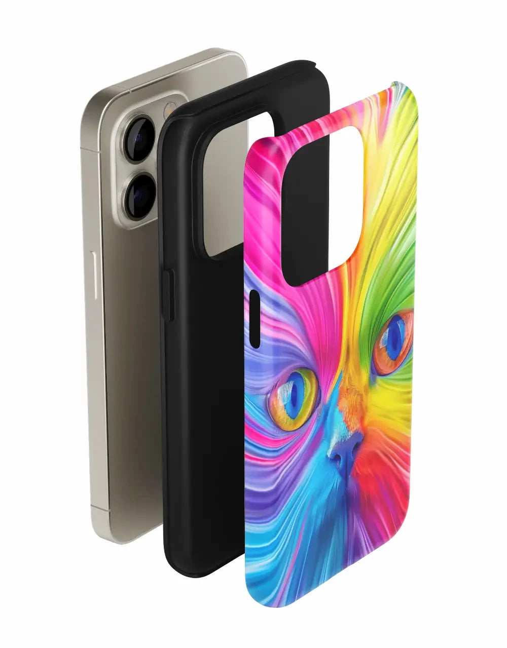 3D Rainbow Cat: Colorful Art Phone Case