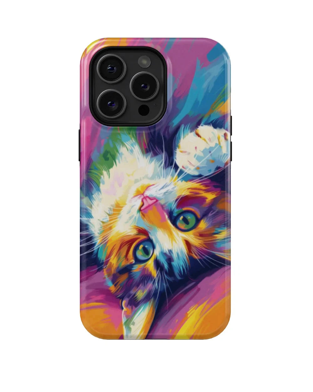 Cat King's Gaze: Colorful Cat Phone Case - FinnyCase