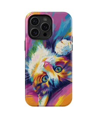 Cat King's Gaze: Colorful Cat Phone Case - FinnyCase