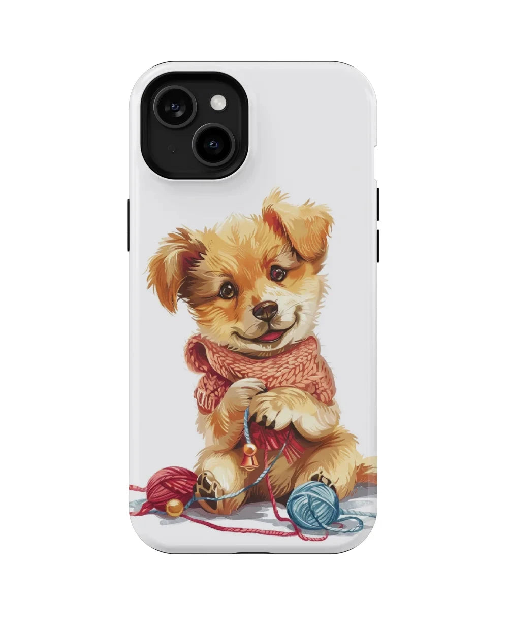 Dog With Ball Of Yarn: Funny Phone Case