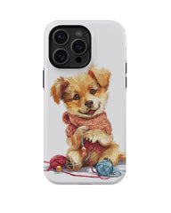 Dog With Ball Of Yarn: Funny Phone Case