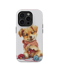 Dog With Ball Of Yarn: Funny Phone Case